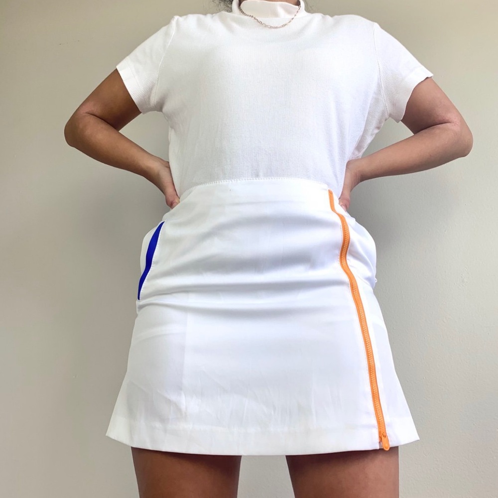 White orange and blue skirt